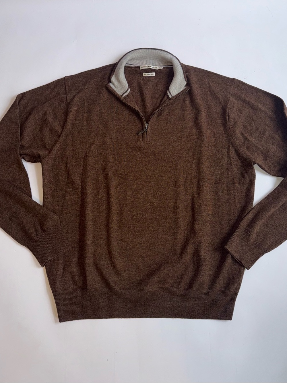 Peter Millar 100% Merino Wool Quarter Zip Sweater Men’s Large Brown
